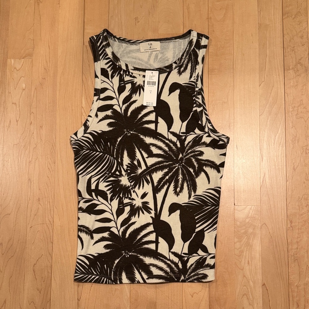 T.La Black Palm Print Tank Top